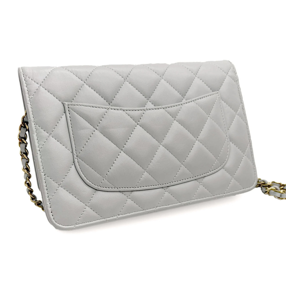 CHANEL Authentic Gray Lambskin Leather Wallet - Picture 9 of 10